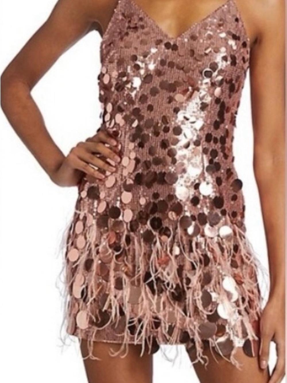 Klesis Rose Gold Sequin Hem Mini Dress (Ramy Brook Inspired)